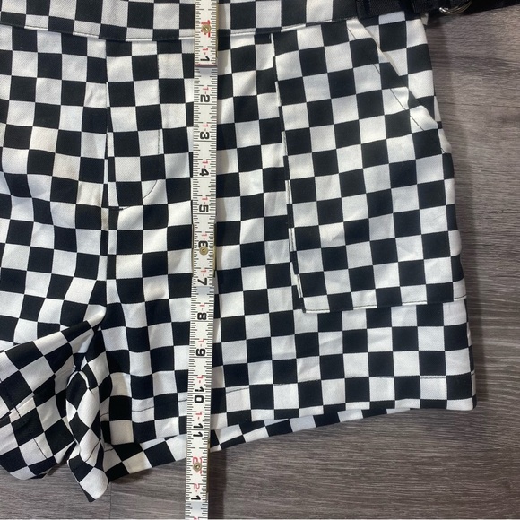 Hot Topic Checkered Utility Shortalls Black White Size S - Picture 9 of 14